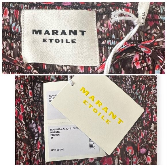 Isabel Marant Étoile Noanne Floral Mini Dress Brown FR 34 NWT - Picture 4 of 16